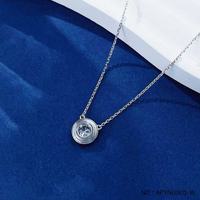 Collana con Pendente in Oro Bianco 18K con Diamante Coltivato in Laboratorio per Donna, Catene alla Moda a Forma di Disco, Gioielli Raffinati, Delicate Collane con Pendenti di Diamanti