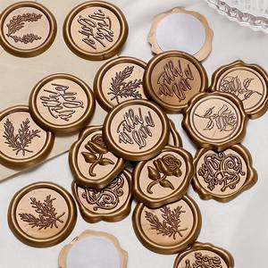 Feuilles de sceaux de cire classiques en bronze pour invitations de mariage, enveloppes, autocollants décoratifs - Product Image 1