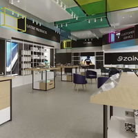 Comptoir de magasin de téléphonie mobile en verre moderne avec design personnalisé, matériau durable pour les magasins de vente au détail de téléphonie mobile