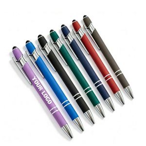 Cadeau d'entreprise promotionnel, stylo à bille en métal et plastique avec encre noire, gravure personnalisée avec logo, stylet tactile, cadeaux promotionnels personnalisés en gros - Product Image 1