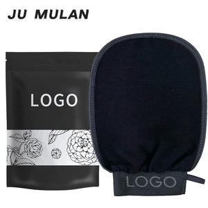 قفاز تقشير من ألياف الفسكوز الأرجواني الناعم بشعار مخصص للاستحمام ، مادة إسفنجية مصنوعة من الجلد الميت الجاف - Product Image 1