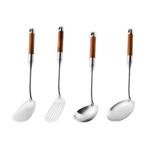 316 Stainless Steel Spatula, Stir-Fry Spatula, Chinese Rosewood Household <b>Ladle</b>, Strainer, Stir-Fry Spoon, Kitchen Utensil Set - Product Image 1