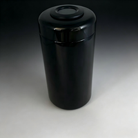 Stoples Kaca Hitam 250ml dengan Termometer Higrometer Digital, Perlindungan UV, Segel Kedap Udara untuk Penyimpanan Herbal, Rempah-rempah, Teh, dan Barang Kering