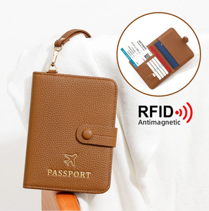 RFID Blocking Leather Passport <b>Holder</b> <b>Travel</b> Wallet Cover Case Anti Lost Organizer Factory OEM Wholesale Bulk Custom Supplier - Product Image 1
