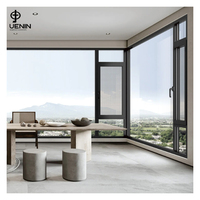 Estilo moderno, aluminio negro, doble acristalamiento, imagen fija, ventana de vidrio, ventanas abatibles a prueba de ladrones, estilo oscilante para Exterior