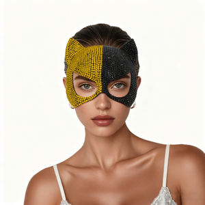 Grosir kostum pesta Natal Halloween wanita berlian rubah semi-wajah plastik kelas atas dapat digunakan kembali berkilau ramah lingkungan - Product Image 4