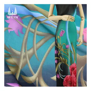 WI-A08 лучшие продажи цветочный узор плетеная полиэфирная ткань шифоновое плиссированное платье