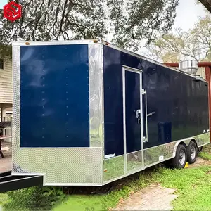 Custom Size Mobile Kitchen Food Van Fast Food Truck with Grill Equipment Mobile Tacos Restaurant Cart BBQ Food Trailer