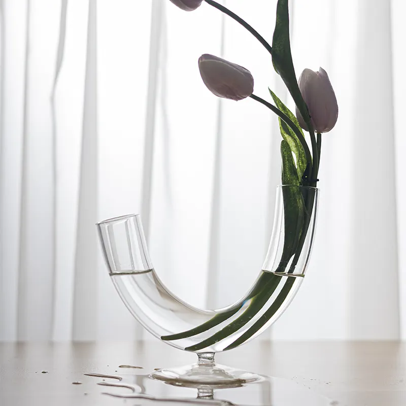 Nuova decorazione per la casa del vaso di vetro a forma di U trasparente creativo