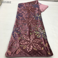 Tissu en velours brodé de sequins floraux sur toute la surface, dentelle brodée pour femme, 100% polyester élastique pour robe de soirée