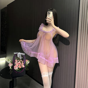 Abito da notte trasparente da donna con motivo a maniche lunghe con spalle scoperte da donna con chiusura a coulisse - Product Image 1