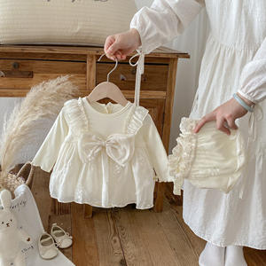 Baju Bayi Musim Gugur Model Terbaru Gaya Putri Jumpsuit Kasual Manis dengan Ikat Pita dan Kancing Penutup Pakaian Bayi Perempuan Baru Lahir - Product Image 2