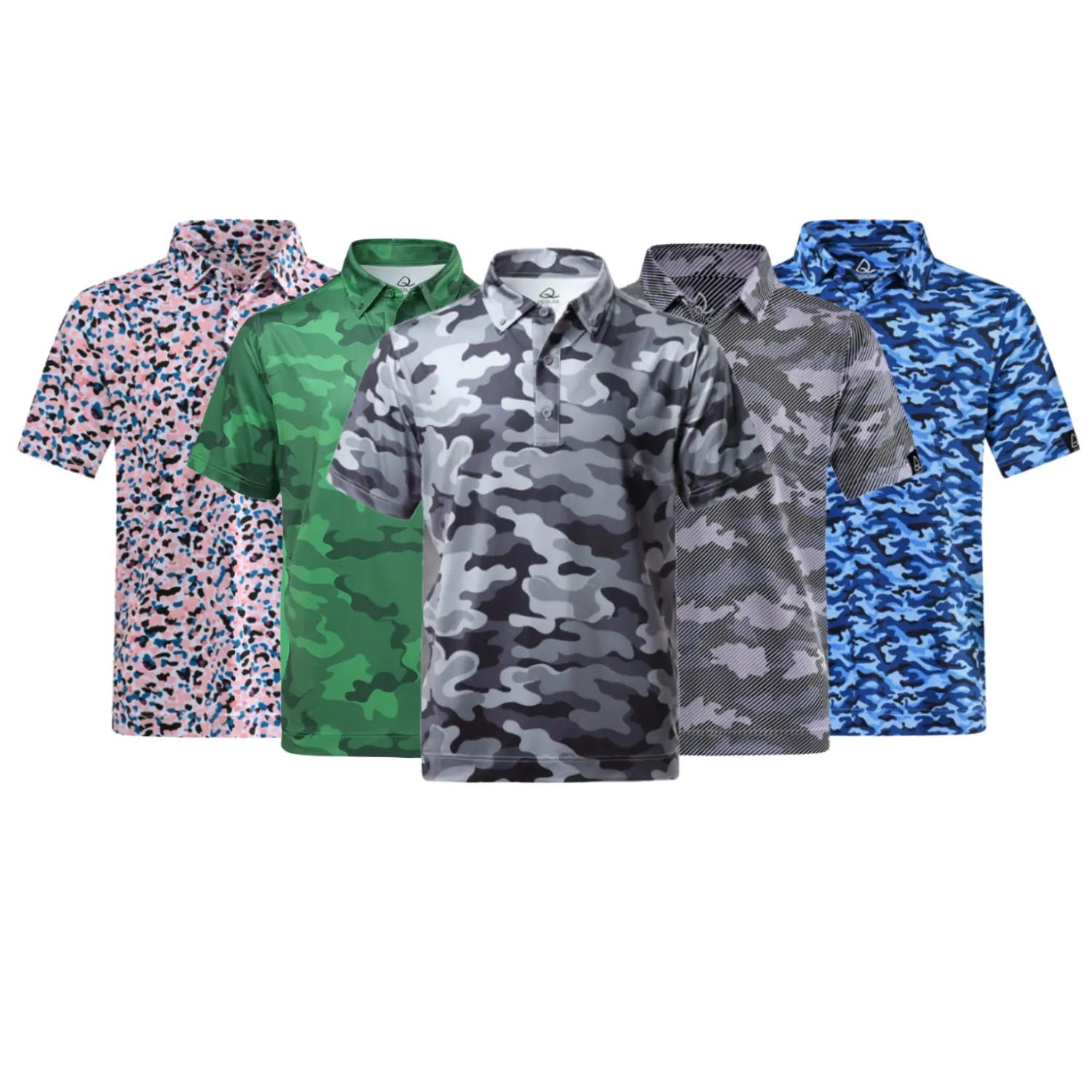 Luxury high quality stretch elastic full all over print men golf polo shirt polyester dry fit camouflage polo shirt custom logo