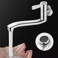 WBF-4001 moderne mitigeur 201 SUS acier inoxydable robinet d'eau mural en céramique robinet de cuisine salle de bain bassin froid rotatif