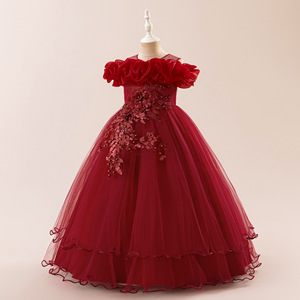 Robe de princesse bouffante vintage à sequins et fleurs, asymétrique, pour filles, idéale pour les fêtes d'anniversaire et les spectacles sur scène - Product Image 2