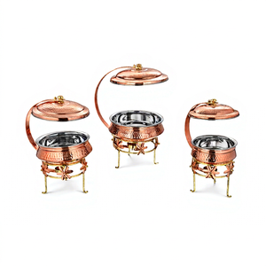 Juego de 3 Calentador de comida para buffet de hotel Catering Plato de frotamiento de calidad sostenible Contenedor de comida Buffet Plato de frotamiento de metal - Product Image 1