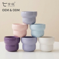 Ensemble de tasses à café en céramique modernes de 300 ml à taille cintrée, en porcelaine fine haute température, avec logo personnalisé et coffret cadeau disponible