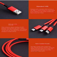 Câble de charge multi-téléphone 1,2 m, câble universel tressé en nylon, ligne 3 en 1, câble de charge rapide