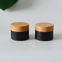 Pot de rangement en bambou 2oz 4oz, pot en verre transparent noir mat 120ml 60ml avec couvercle en bambou