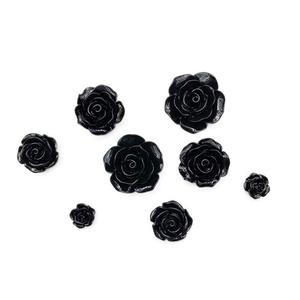 Offre Spéciale fantaisie 4 tailles couleur noire <span class=keywords><strong>3d</strong></span> rose fleur en résine cabochon pour la décoration de couverture de téléphone - Product Image 1