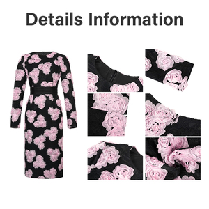 ZYHT 65473 Abito Romantico Floreale <span class=keywords><strong>al</strong></span> <span class=keywords><strong>Ginocchio</strong></span>, Maniche Lunghe, Rosa Trasparente, Elegante e Modesto, in Tulle con Applicazioni per Donne - Product Image 4