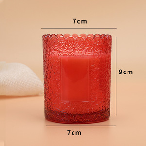 Barattolo di vetro con candela per aromaterapia per aromaterapia con figure goffrate vuote di colore rosso giallo grigio - Product Image 6