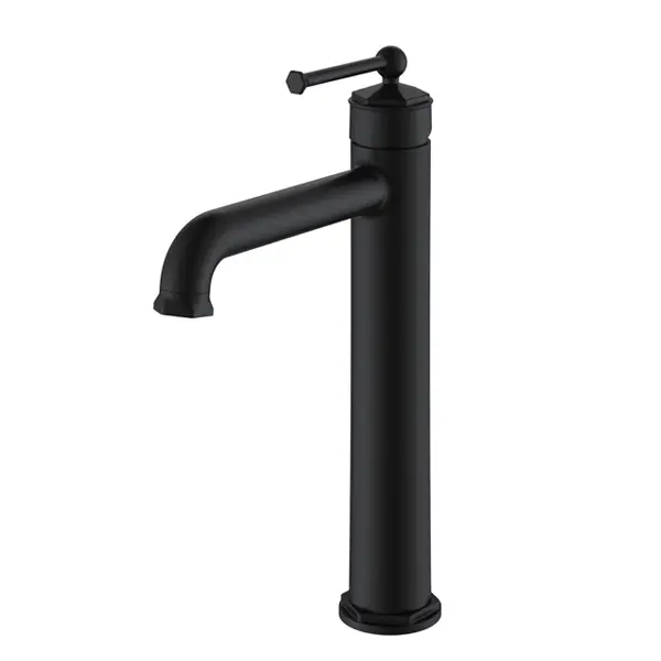 2022 New Design Freestanding Single Handle Water Face Wash Faucets Bathroom Black High Basin Taps Mixer