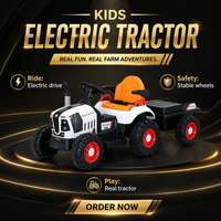 Tracteur électrique en plastique pour enfants avec remorque détachable, jouet véhicule agricole à batterie pour les jeux en plein air des enfants