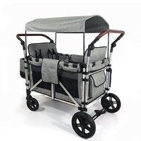 Chariot double multifonctionnel pour bébés Poussette pliable à quatre places pour enfants