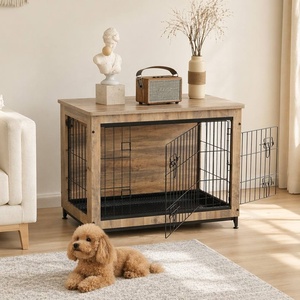 <span class=keywords><strong>Cage</strong></span> pour chien en bois de style meuble avec double porte, utilisable comme table d'appoint d'intérieur - Product Image 1