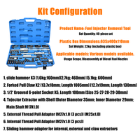 Kit d'extraction de 40 pièces pour camions et automobiles, outil marteau à inertie, extracteur d'injecteurs diesel pour moteurs diesel, outils de réparation de pneus
