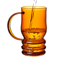Tasses à café en verre à grande capacité, à simple paroi, avec poignée en verre, en verre borosilicate de haute qualité, personnalisables, nouveau design