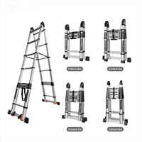 Échelle télescopique double en aluminium antirouille 1,6M-4,4M, charge 150KG, échelle à marches extensible, design moderne, pour entrepôt et salle de bain