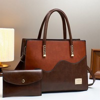 Sac fourre-tout en PU pour femme en stock – Nouvelle tendance transfrontalière Printemps/Été 2025 – Blocs de couleur, fermeture éclair, grande capacité, haut de gamme