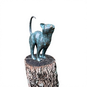 Handmade Cat Sculpture Patina Green Antique Finish Decorative Vintage Cat Statue For Garden Novelty Ornaments - Product Image 1
