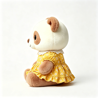 Peluche Panda Marron Moelleux Kawaii Style Dessin Animé avec Robe Florale Vintage à Volants et Col en Dentelle Délicat