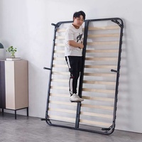 Cadre de lit à lattes avec support robuste et pieds métalliques, finition par pulvérisation électrostatique, vente en gros pour chambre à coucher