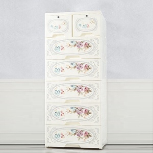 <span class=keywords><strong>Commode</strong></span> à 6 niveaux avec tiroirs de rangement Armoire organisateur de vêtements en <span class=keywords><strong>plastique</strong></span> à motifs floraux pour chambre à coucher 65cm - Product Image 1