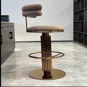 Nordic Luxury <strong>Bar</strong> Furniture Modern Gold Base Swivel Elevatable High <strong>bar</strong> Chair Restaurant Metal <strong>Bar</strong> <strong>Stool</strong> <strong>Backrest</strong> for Kitchen - Product Image 5