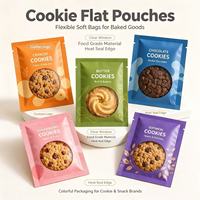 Sachet plat personnalisé avec logo pour biscuits, refermable avec fermeture éclair, qualité alimentaire, avec fenêtre transparente et gaufrage, pour emballage de produits de boulangerie et de snacks