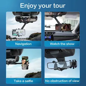 Hot Sell 360 Rotatable Retractable Car Phone Mount 2024 Multifunctional Adjustable Universal Car Rearview Mirror Phone Holder