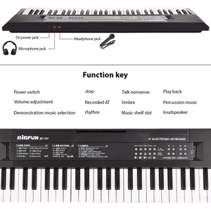 BIGFUN Tastiera Elettronica a 61 Tasti con Doppi Altoparlanti, 8 Toni, 5 Ritmi, 5 Percussioni, 6 Demo, Strumento Musicale - Product Image 6