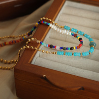 Collier vintage en pierres naturelles, nouveau design fait main avec perles de pierres naturelles, bijoux DIY tendance