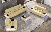 Canapé sectionnel de luxe moderne au design italien en cuir véritable avec LED, ensemble canapé-lit gonflable pour salon, hôtel, villa, personnalisable
