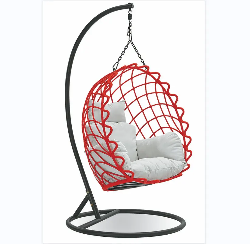 Outdoor garden Furniture Indoor factory wholesale all weather fashion modern woven belt rope egg swings Hanging Swing Chair