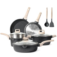 Ensemble d'ustensiles de cuisine antiadhésifs en granit Pot à lait en métal Pot à soupe Poêle à frire Poêle à plat Kit d'ustensiles de cuisine transfrontalier