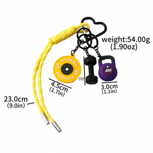 Porte-clés en silicone 3D, caoutchouc sport, PVC, pendentif de charme de fitness avec décoration de salle de sport pour les passionnés de fitness - Product Image 2