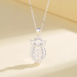 Wholesale Fashion Bulk Aaa Zirconia 925 Charm Animal Owl Sterling Silver Pendant Necklaces For Ladies Jewellery