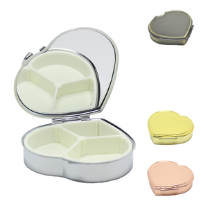 Portable Heart Shape Medical Kit Stainless Steel Metal Pill Case Salt Spice Pepper Organizer Fish Oil Storage Foldable Pocket