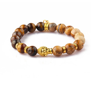 Pulsera de encanto malaquita verde de Buda, pulsera de cuentas de los hombres al por mayor - Product Image 4